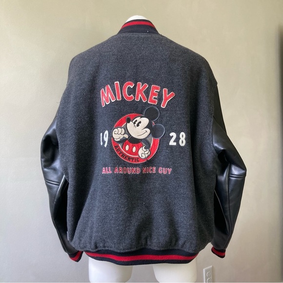 Disney | Vintage Mickey Mouse Wool Blend Letterman Bomber Jacket - Picture 1 of 12